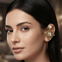 Urthn Gold Plated Oval Ear cuff(Pack of 6)