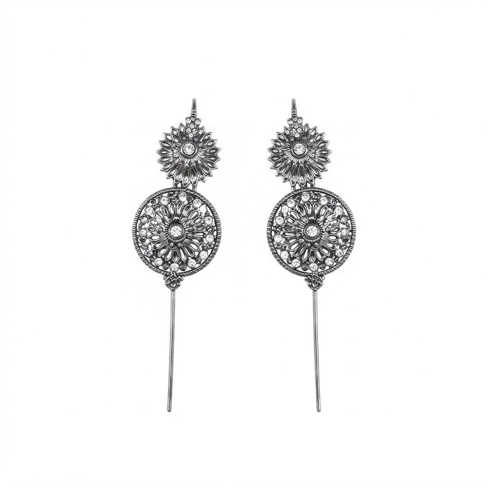 Urthn Oxidised Plated Round Ear cuff(Pack of 6)