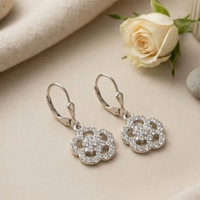 Urthn Silver Plated Austrian Stone Floral Shape Hoop Earrings for Women