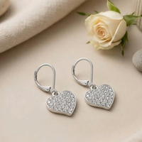 Urthn Silver Plated Austrian Stone Heart Shape Hoop Earrings for Women(Pack Of 6)