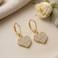 Urthn Gold Plated Austrian stone Heart Shape Hoop Earrings for Women