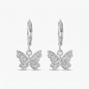 Urthn Silver Plated Austrian Stone Butterfly Shape Hoop Earrings for Women(Pack Of 6)