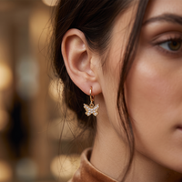 Urthn Gold Plated Austrian stone Butterfly Shape Hoop Earrings for Women