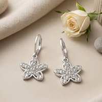 Urthn Silver Plated Austrian Stone Floral Shape Hoop Earrings for Women