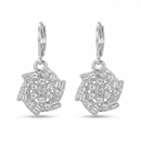 Urthn Silver Plated Austrian Stone Floral Shape Hoop Earrings for Women(Pack Of 6)