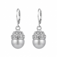 Urthn Silver Plated Austrian Stone Hoop Earrings with Pearl for Women(Pack Of 6)