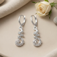 Urthn Silver Plated Austrian Stone S-Curved Shape Hoop Earrings for Women