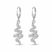 Urthn Silver Plated Austrian Stone S-Curved Shape Hoop Earrings for Women(Pack Of 6)