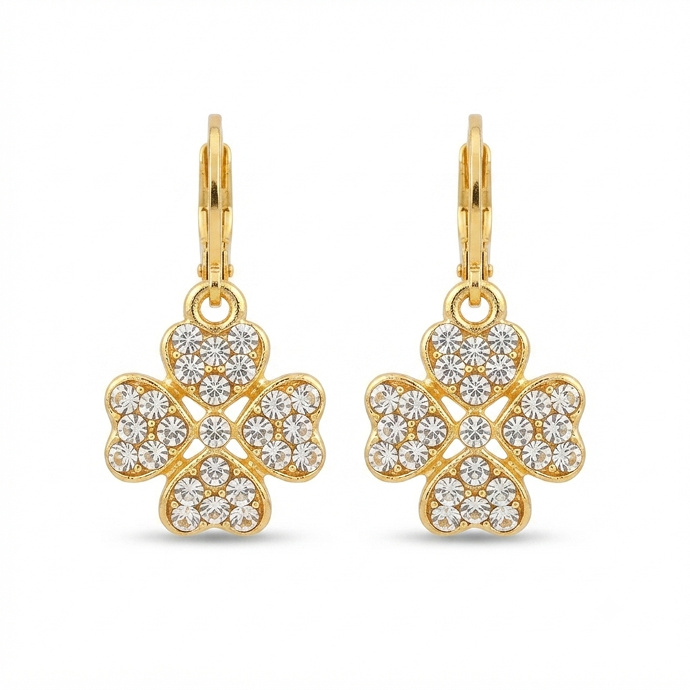 Urthn Gold Plated Austrian Stone Floral Shape Hoop Earrings for Women(Pack Of 6)