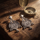 Urthn Oxidised Vintage Indian 1 Rupee Coin Drop Earrings for Women