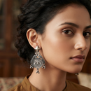 Urthn Oxidised Vintage Indian 1 Rupee Coin Drop Earrings for Women(Pack of 6 )