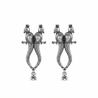Urthn Oxidised Peacock Stud Earrings For Women And Girl(Pack of 6 )