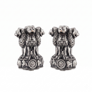 Urthn Oxidised Silver Ashoka Lion Capital Stud Earrings for Women(Pack of 6 )