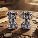 Urthn Oxidised Silver Ashoka Lion Capital Stud Earrings for Women