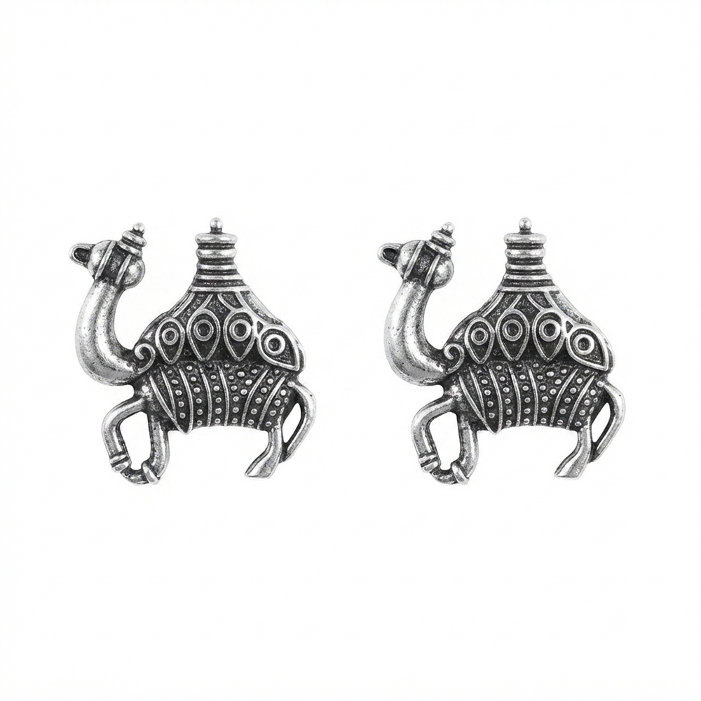 Urthn Oxidised Camel Stud Earrings Fro Women And Girls (Pack of 6 )