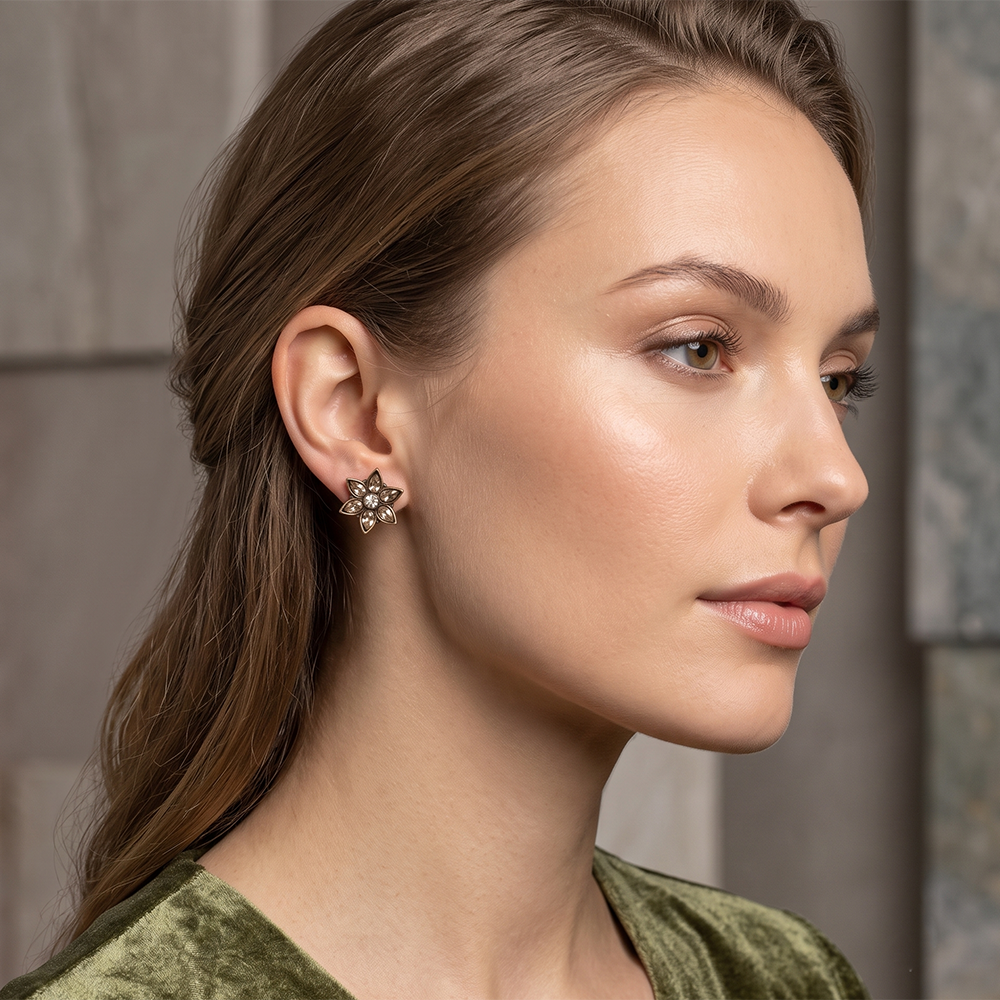 Urthn Antique Gold Plated Crystal Stud Earrings (Pack of 6 )