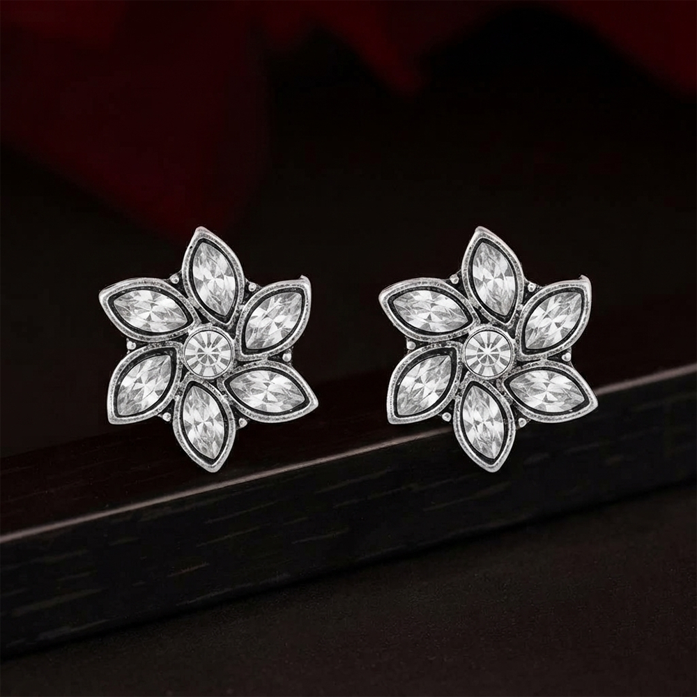 Urthn Silver Plated Austrian Stone Stud Earrings 