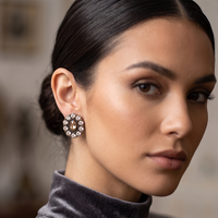 Urthn Antique Gold Plated Crystal Stud Earrings (Pack of 6 )