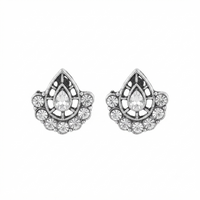 Urthn Silver Plated Austrian Stone Stud Earrings (Pack of 6 )