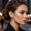 Urthn Silver Plated Austrian Stone Stud Earrings (Pack of 6 )