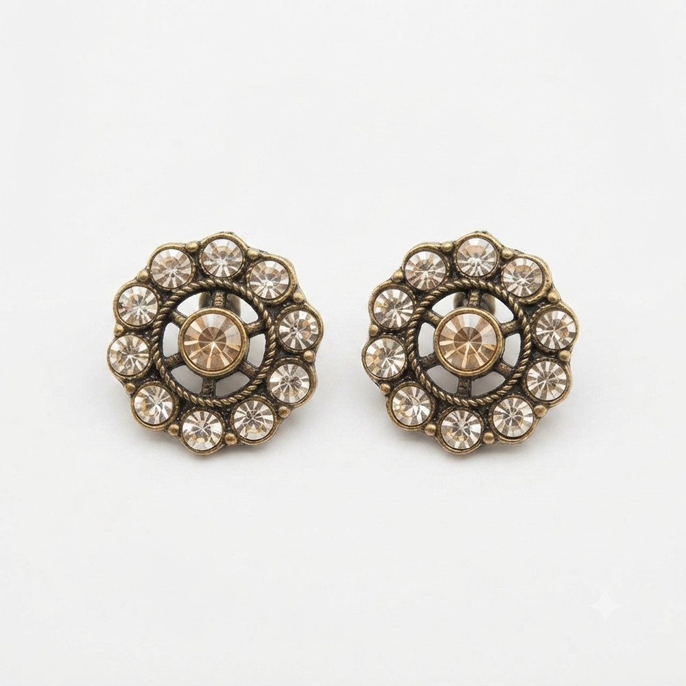 Urthn Antique Gold Plated Crystal Stud Earrings (Pack of 6 )