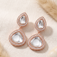 Urthn Rose Gold Plated Kundan And Austrian Stone Dangler Earrings