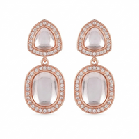 Urthn Rose Gold Plated Kundan And Austrian Stone Dangler Earrings(Pack of 6 )
