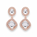Urthn Rose Gold Plated Kundan And Austrian Stone Dangler Earrings(Pack of 6 )