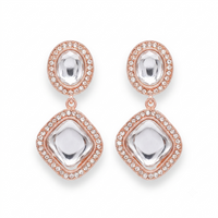 Urthn Rose Gold Plated Kundan And Austrian Stone Dangler Earrings(Pack of 6 )
