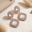 Urthn Rose Gold Plated Kundan And Austrian Stone Dangler Earrings