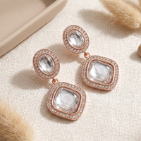 Urthn Rose Gold Plated Kundan And Austrian Stone Dangler Earrings