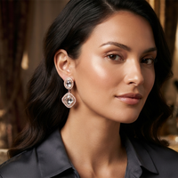 Urthn Rose Gold Plated Kundan And Austrian Stone Dangler Earrings(Pack of 6 )