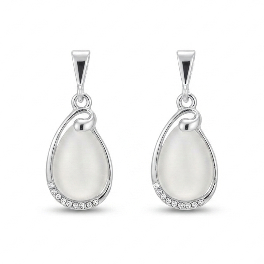 Urthn Silver Plated Monalisa Stone Dangler Earrings(Pack of 6 )
