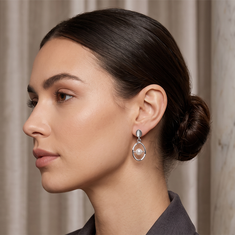 Urthn Silver Plated Monalisa Stone Dangler Earrings(Pack of 6 )