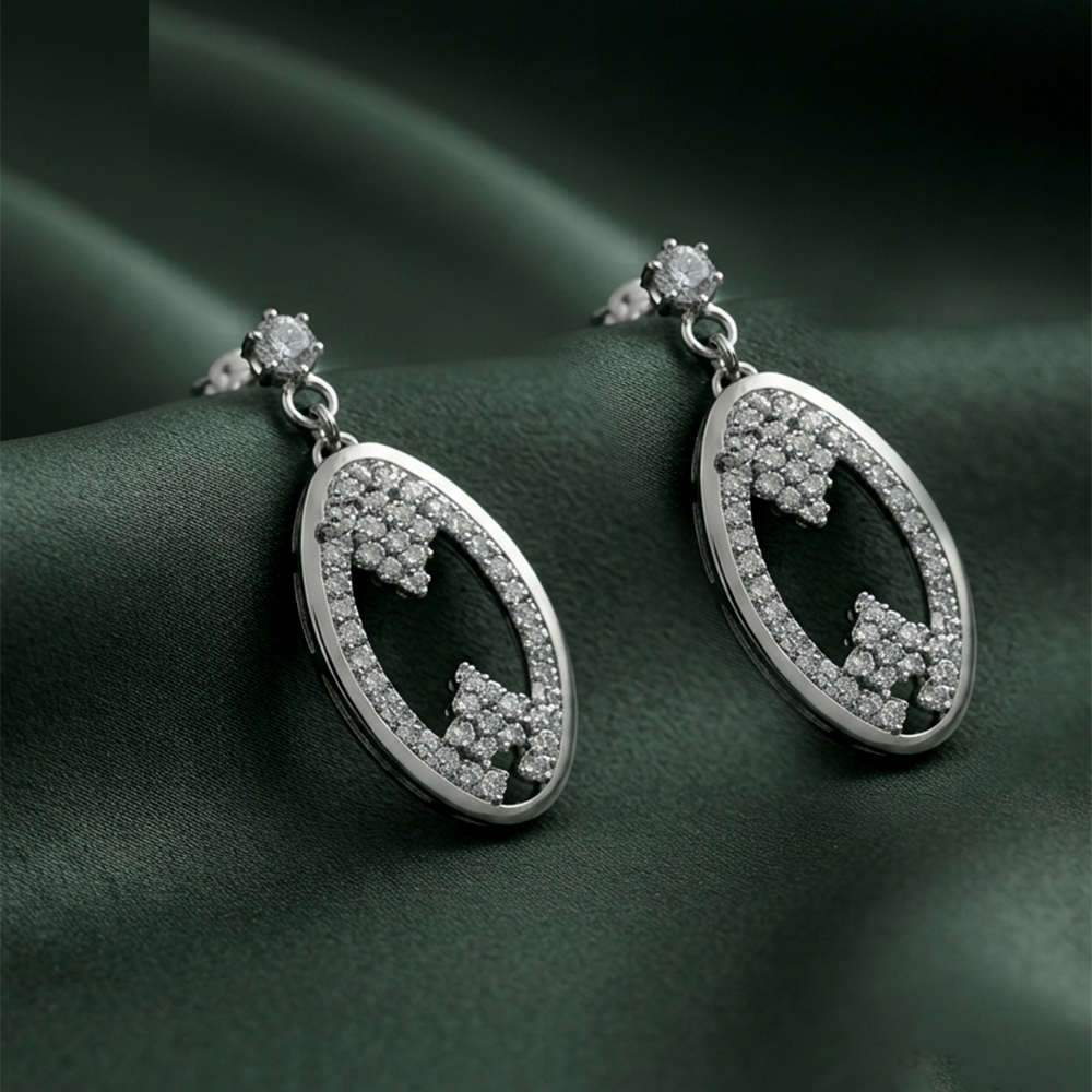 Urthn Silver Plated Austrian Stone Dangler Earrings