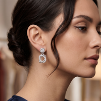 Urthn Silver Plated Austrian Stone Dangler Earrings(Pack of 6 )