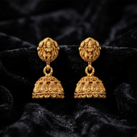 Urthn Antique Gold Plated Temple Jhumki Earrings