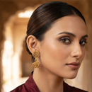 Urthn Antique Gold Plated Temple Jhumki Earrings(Pack of 6 )
