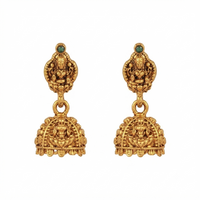 Urthn Antique Gold Plated Temple Jhumki Earrings(Pack of 6 )