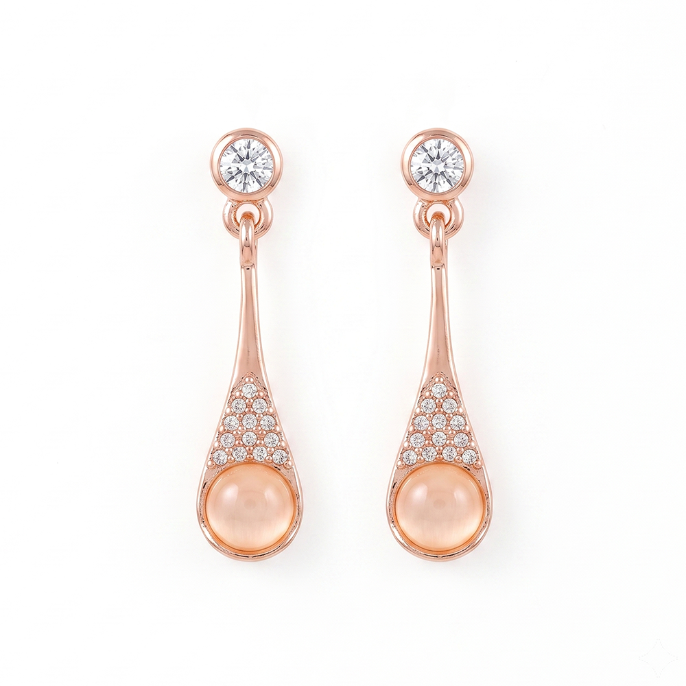 Urthn Rose Gold Plated Monalisa Stone Dangler Earrings(Pack of 6 )