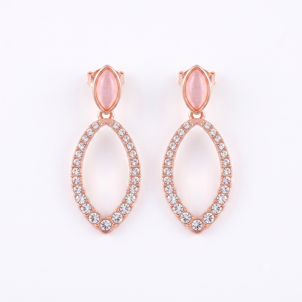 Urthn Rose Gold Plated Monalisa Stone Dangler Earrings(Pack of 6 )