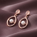 Urthn Rose Gold Plated Monalisa Stone Dangler Earrings