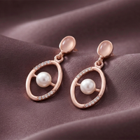 Urthn Rose Gold Plated Monalisa Stone Dangler Earrings