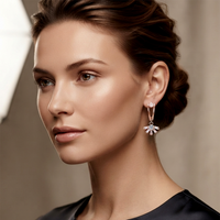Urthn Rose Gold Plated Austrain Stone Dangler Earrings(Pack of 6 )