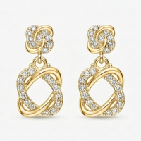 Urthn Gold Plated Austrian Stone Small Dangler Earrings(Pack of 6 )