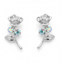Urthn Silver Plated Rose Design Stud Earrings(Pack of 6 )