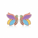 Urthn Rose Gold Plated Butterfly Enamel Stud Earrings (Pack of 6 )
