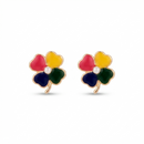 Urthn Rose Gold Plated Floral Enamel Stud Earrings (Pack of 6 )