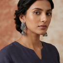 Urthn Lightweight Oxidised Jhumki Earrings for women(Pack of 3)