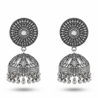 Urthn Stylish Oxidised Jhumki Earrings for Women(Pack of 3)